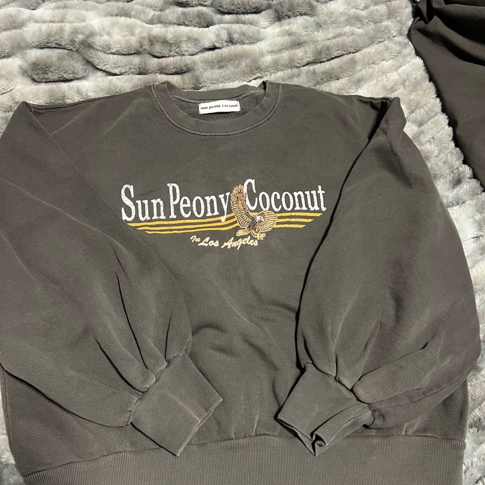 Gray Crewneck Sweater with Graphic Design